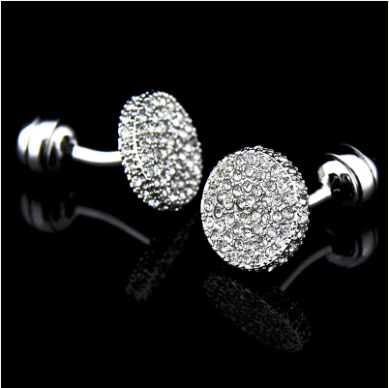 Silver Rhinestone Cuff Links