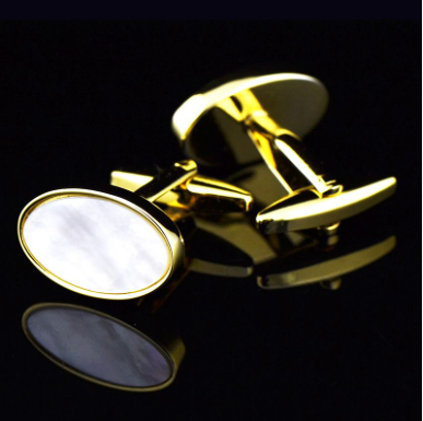 Gold Pearl Oval Cufflinks