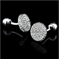 Silver Rhinestone Cuff Links